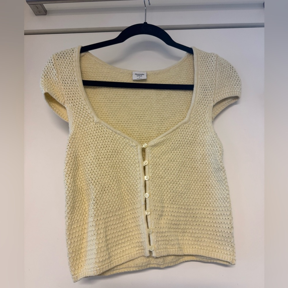 Abercrombie Butter Yellow Crochet top